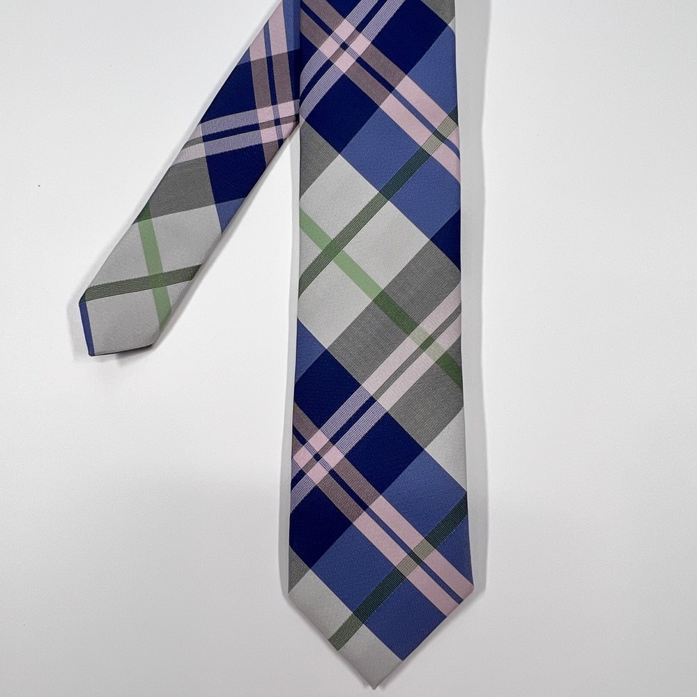 Goodfellow & Co Blue Grey Plaid Polyester Necktie Mens OS